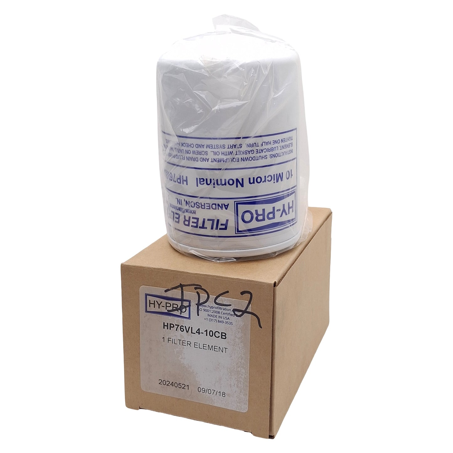 New HY-PRO HP76VL4-10CB Filter Element Replacement, 10µm Filtration, ø3.70in x 6in L
