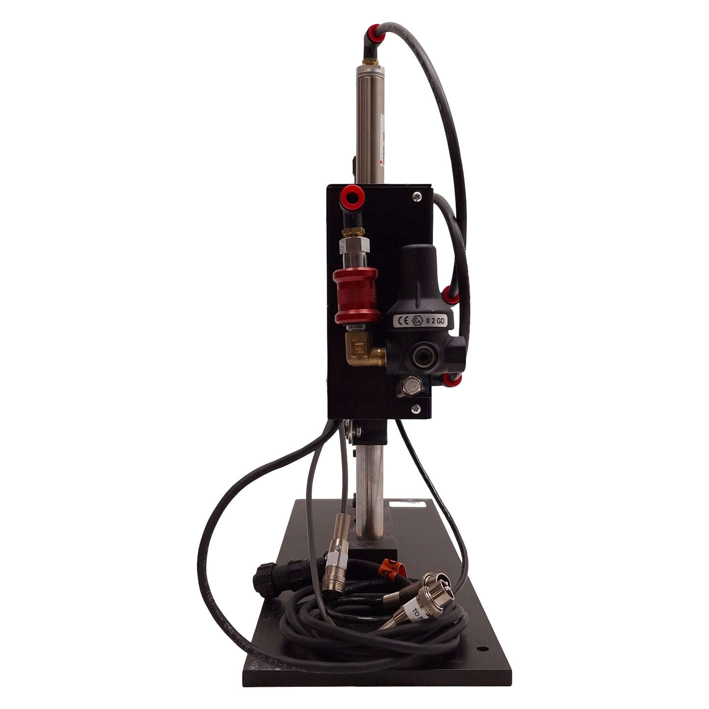 Used Unitek Miyachi 2-143-04-23 Air Operated Weld Head w/Base 65-100psi In, 65psi Out