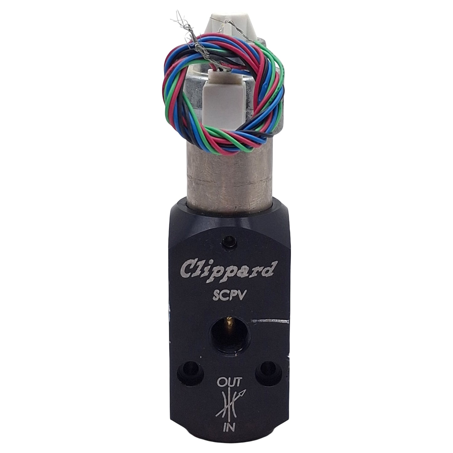 Used Clippard SCPV-1-3 Needle Valve, 1/8in NPT, Vac-100psi, 0-280l/min, 7-35VDC