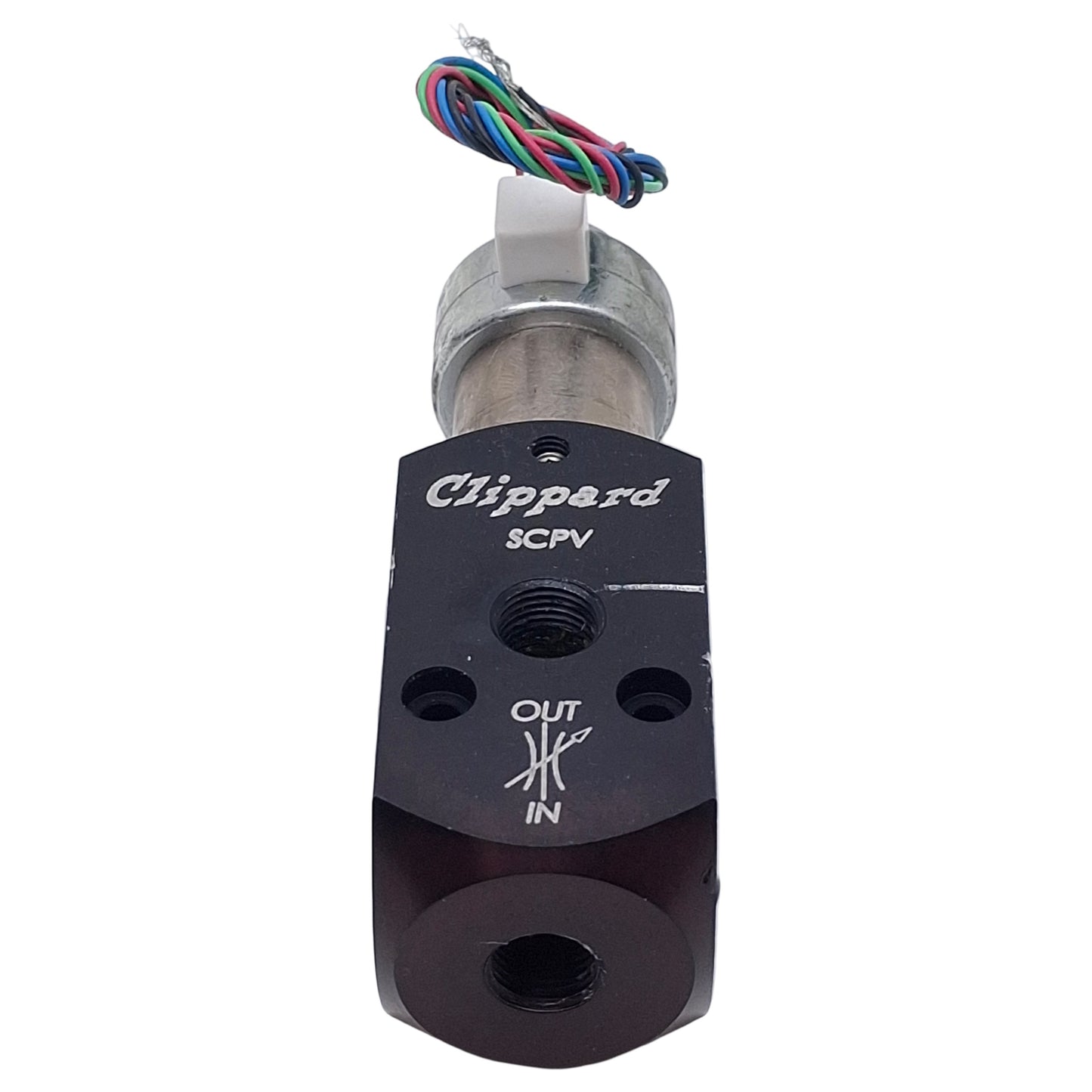 Used Clippard SCPV-1-3 Needle Valve, 1/8in NPT, Vac-100psi, 0-280l/min, 7-35VDC