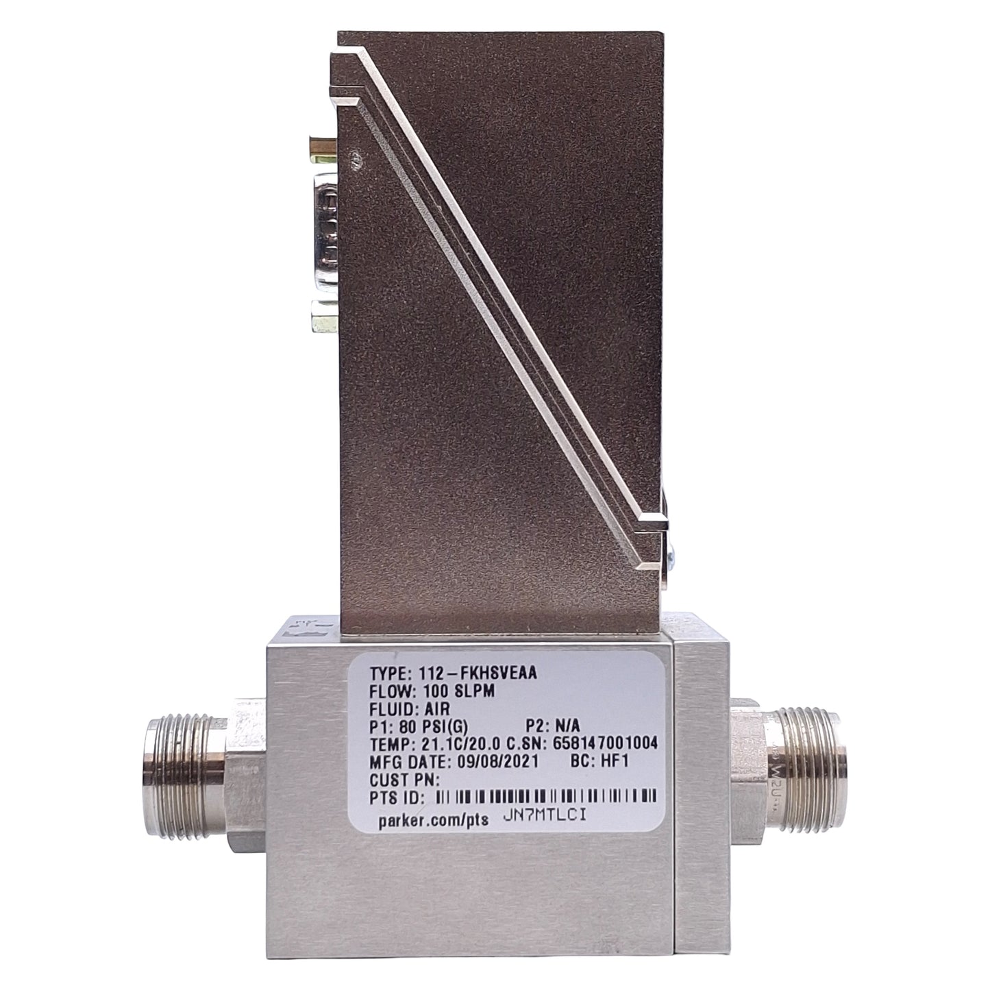 Used Parker 112-FKHSVEAA Analog Mass Flow Meter For Air 100SLPM Flow, 1500PSIG Max