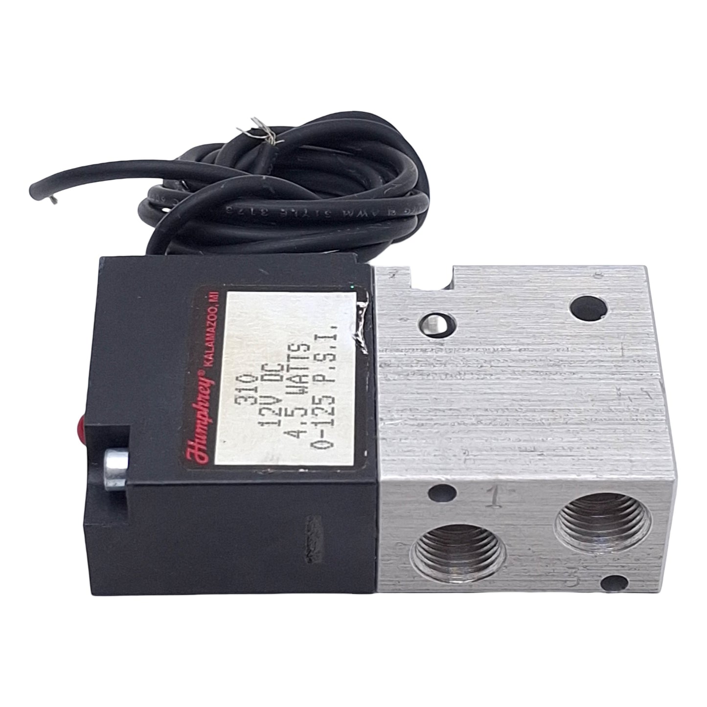 Used Humphrey 31012VDC Solenoid Valve, 3/2-Way, 1/8in NPSF, 0-125psi, 12VDC Coil