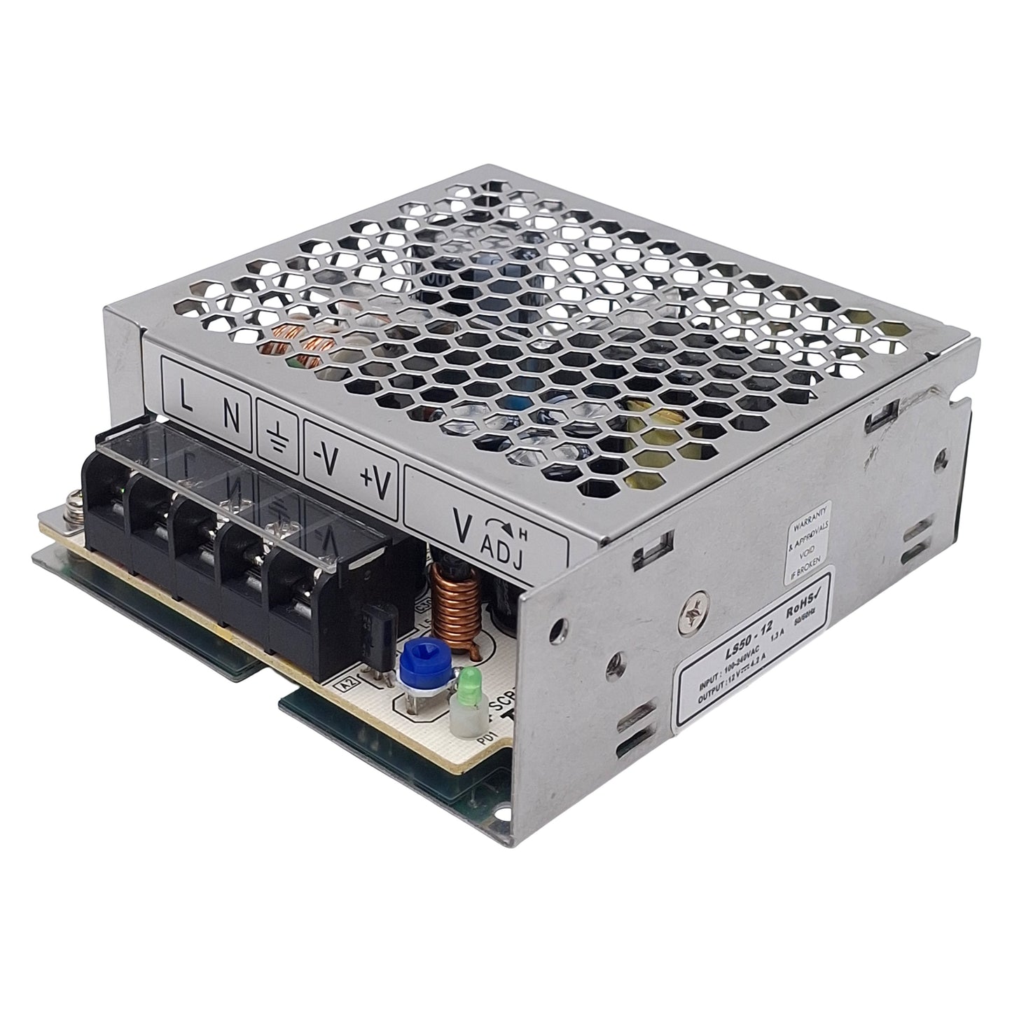 Used TDK-Lamba LS50-12 Single-Phase Power Supply, 100-240VAC In, 4.2A 12VDC Out