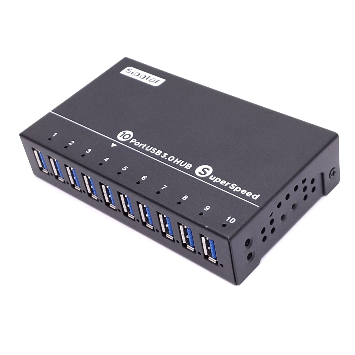 New – Open box Sipolar A-103 USB Hub Super Speed, 10-Port USB 3.0, 12VDC Input