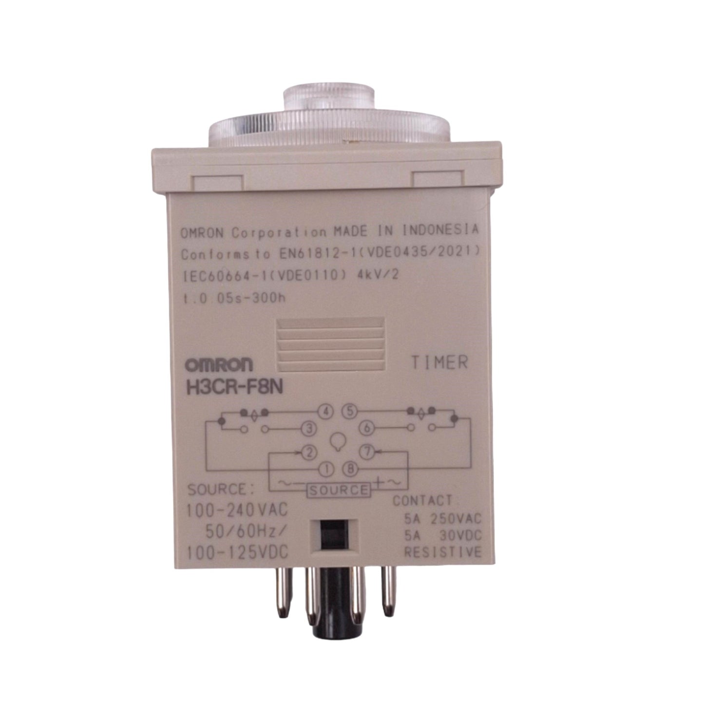 Used Omron H3CR-F8N Time Delay Relay, 8-Pin DPDT, 0.05s-300h, 100-240VAC/100-125VDC