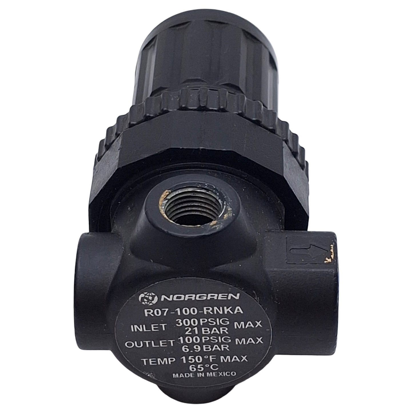 Used Norgren R07-100-RNKA Mini Pressure Regulator, 1/8in PTF, 300psi In, 100psi Set