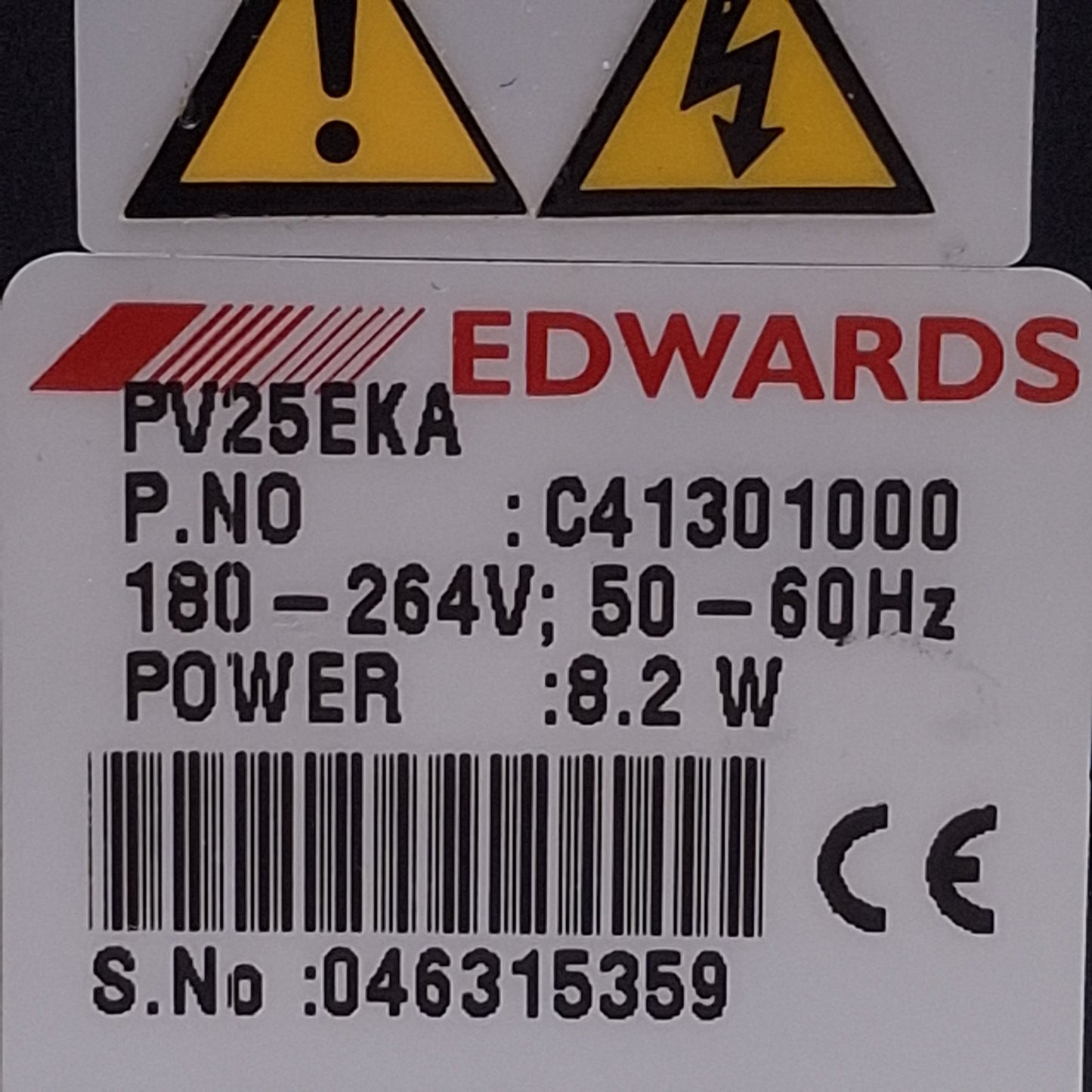 Used Edwards C41301000 PV25EKA Solenoid Isolation Valve 2000mbar Max, 220-240VAC Coil