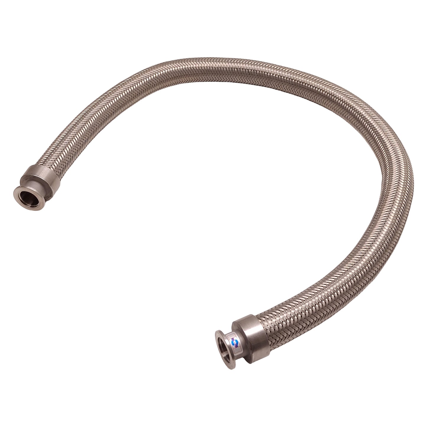 Used Stainless Steel Braided Flexible Hose NW25 Flange, ø1.45in OD, 3.5ft Length