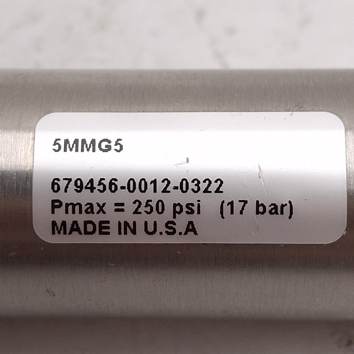 Used Speedaire 5MMG5 Pneumatic Cylinder, ø3/4in Bore, 3in Stroke, 250psi, 1/8in NPT