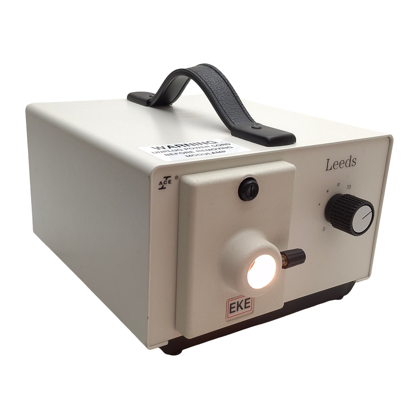 Used Leeds 20500.2/14 Fiber Optic Light Source Illuminator EKE Lamp, 150W, 115-120VAC