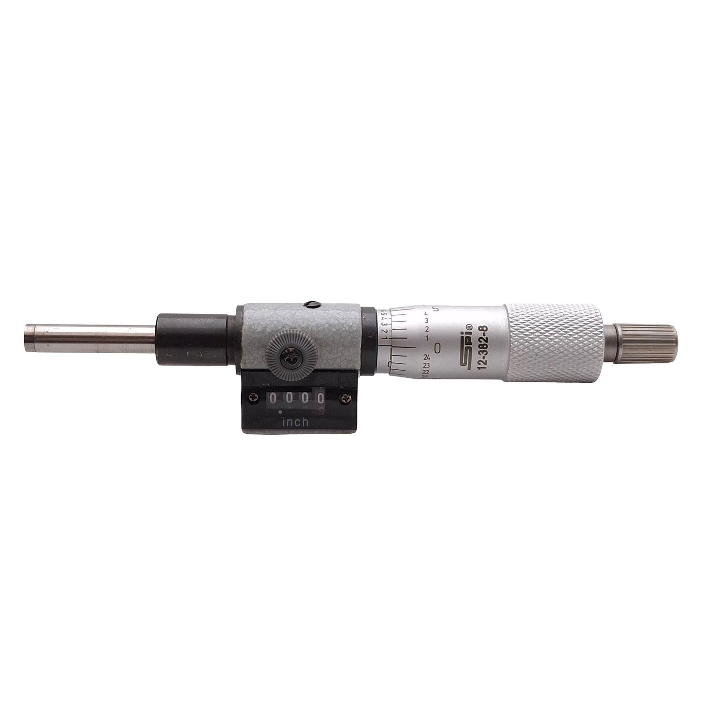 Used SPI 12-382-8 Digit Micrometer Head, 0-1in Range, 0.001in Graduation, ø12mm Mount