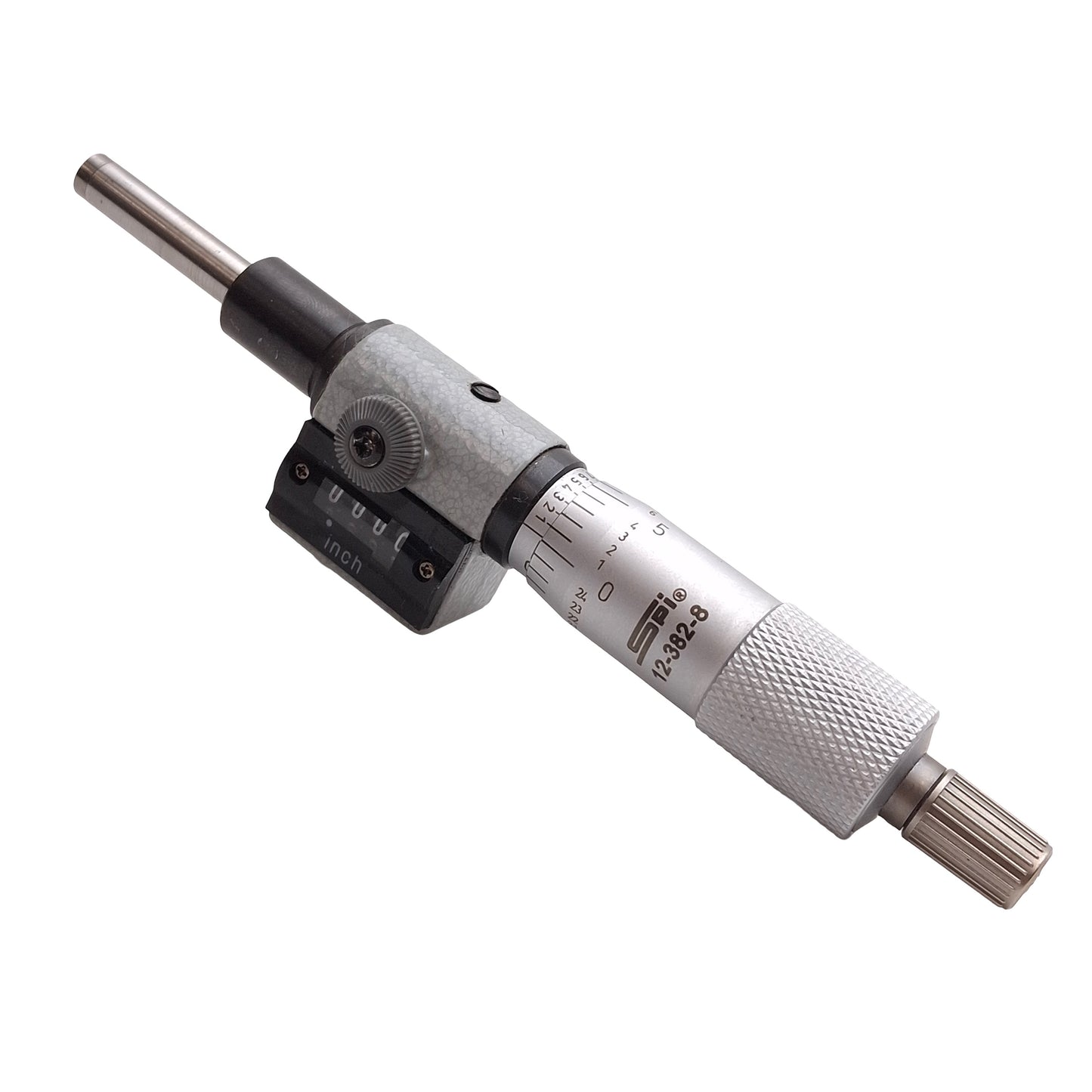 Used SPI 12-382-8 Digit Micrometer Head, 0-1in Range, 0.001in Graduation, ø12mm Mount