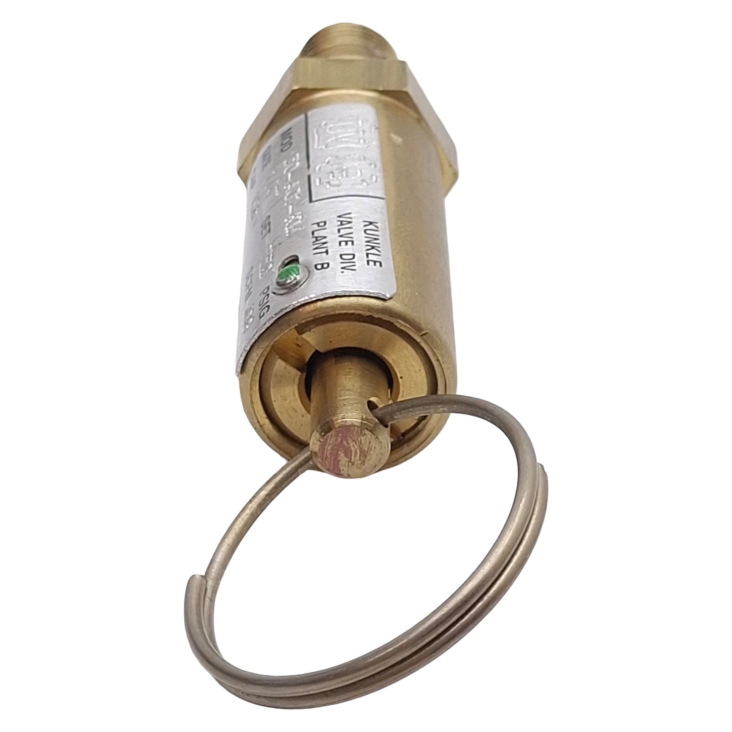 Used Emerson Kunkle 30-A01-KM0750 Brass Safety Valve, 1/4in NPT, 750psi Set, 156scfm