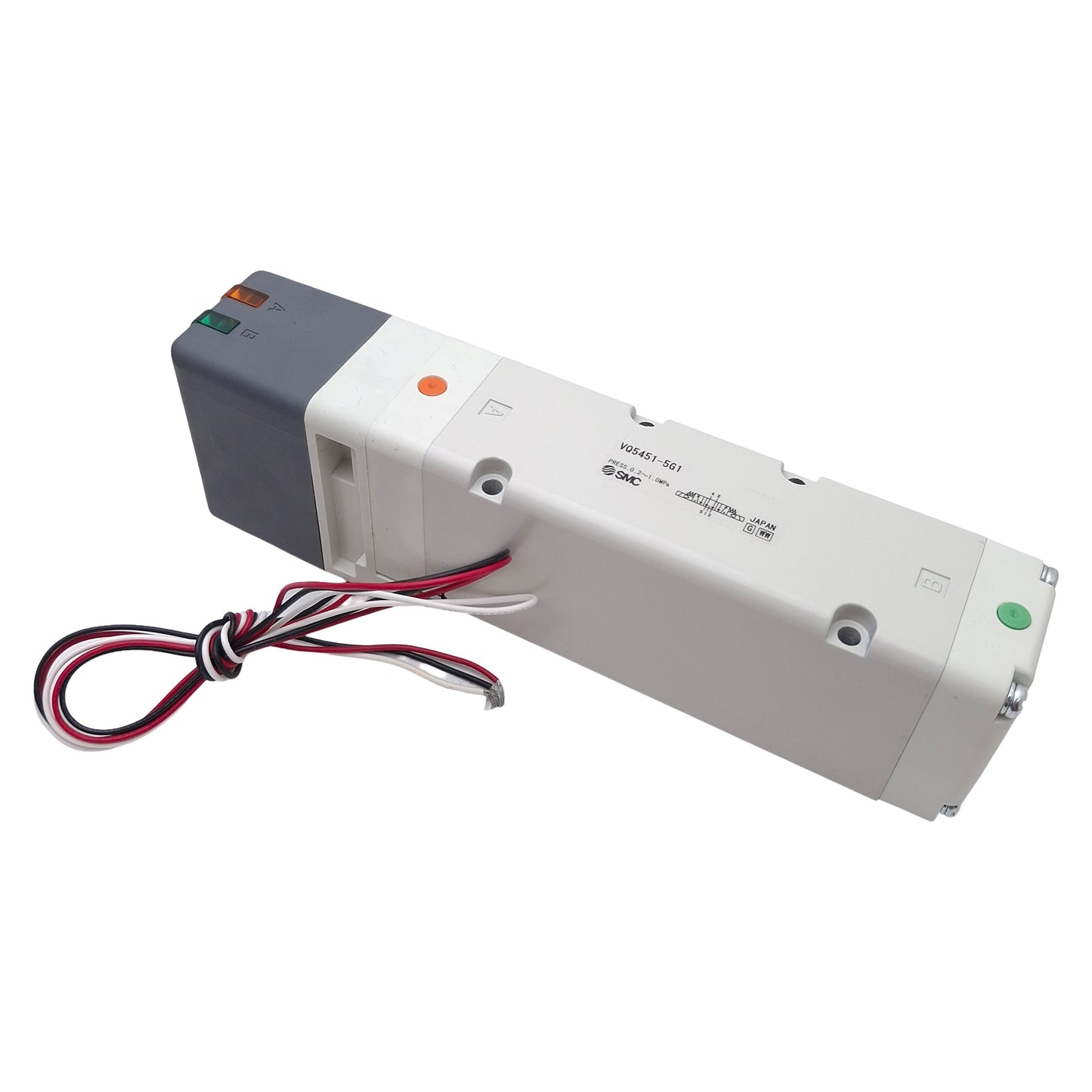 New – Open box SMC VQ5451-5G1 Base Mount Solenoid Valve, 5/3-Way, 1.0MPa, Plug-Lead, 24VDC Coil