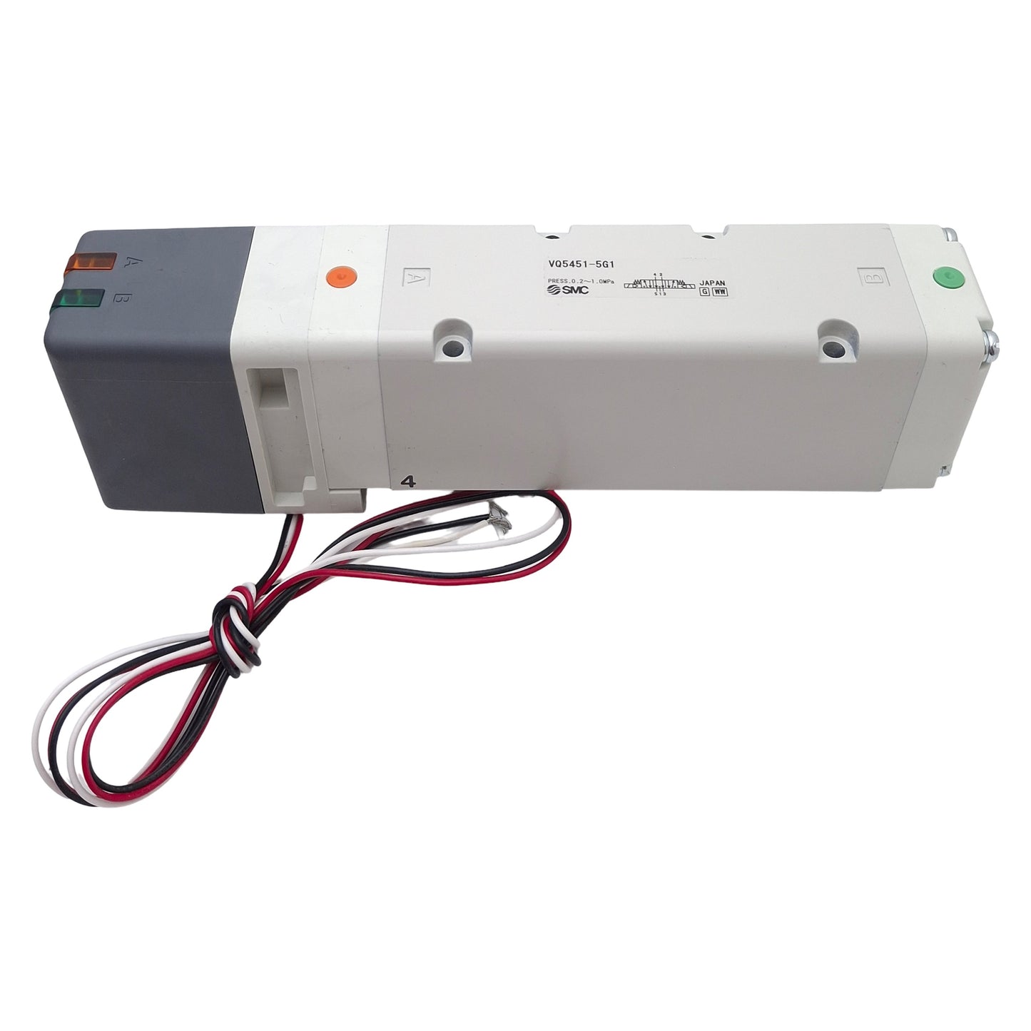 New – Open box SMC VQ5451-5G1 Base Mount Solenoid Valve, 5/3-Way, 1.0MPa, Plug-Lead, 24VDC Coil