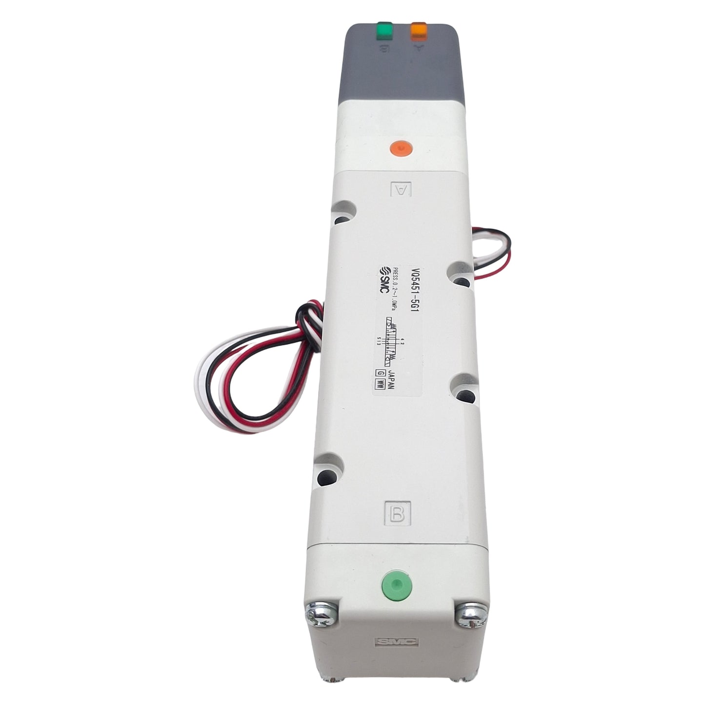 New – Open box SMC VQ5451-5G1 Base Mount Solenoid Valve, 5/3-Way, 1.0MPa, Plug-Lead, 24VDC Coil