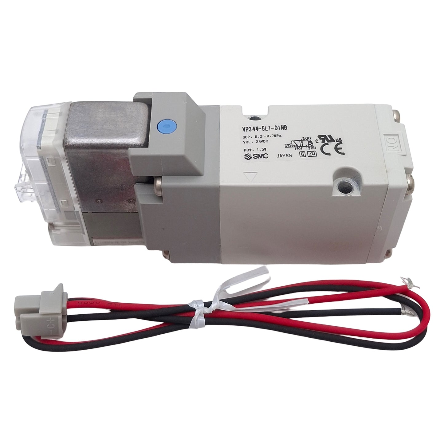 New – Open box SMC VP344-5L1-01NB Solenoid Valve, 3-Way N.O, 0.2-0.7MPa, Base-Mount, 24VDC Coil