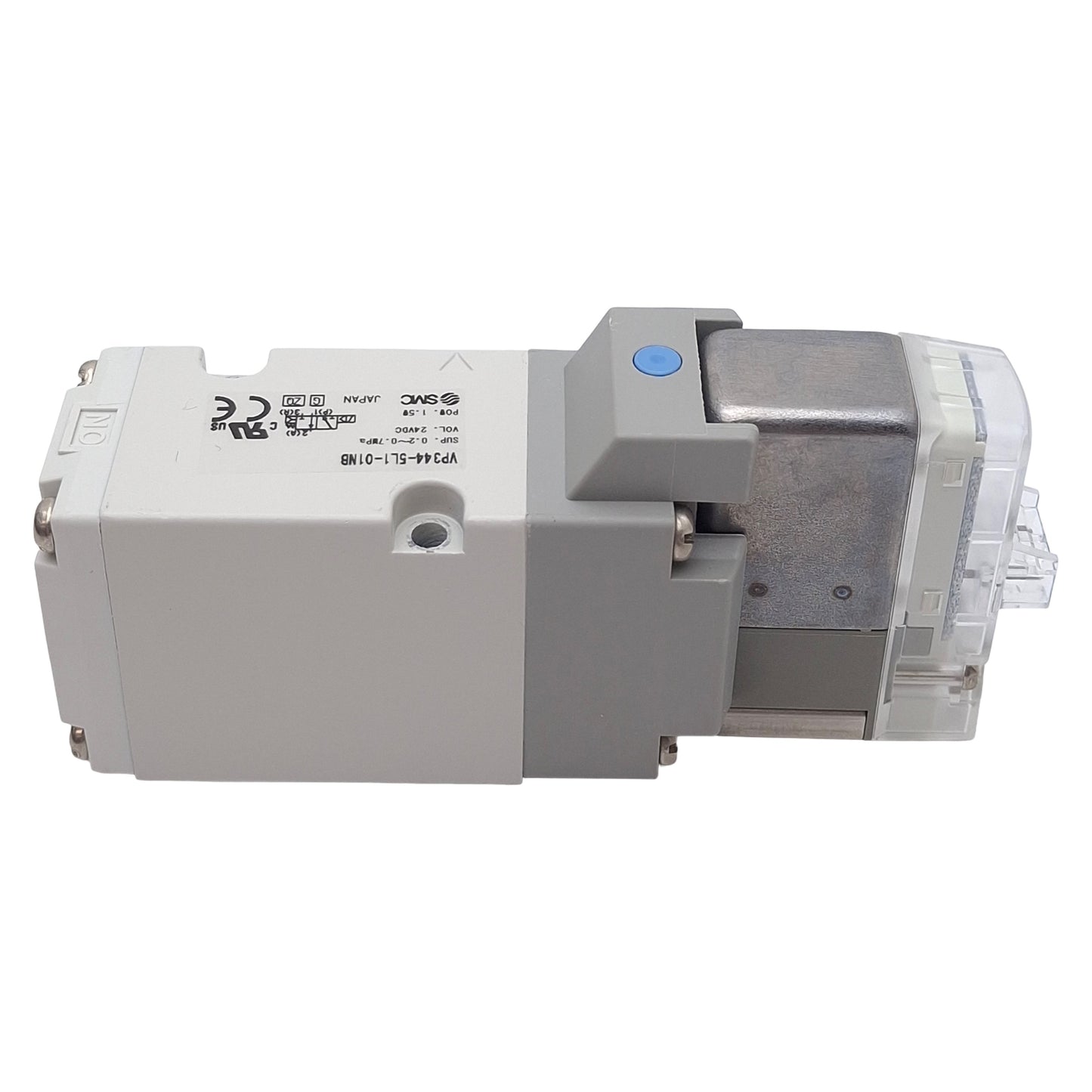 Used SMC VP344-5L1-01NB Solenoid Valve, 3-Way NO, 0.2-0.7MPa, Base-Mount, 24VDC Coil