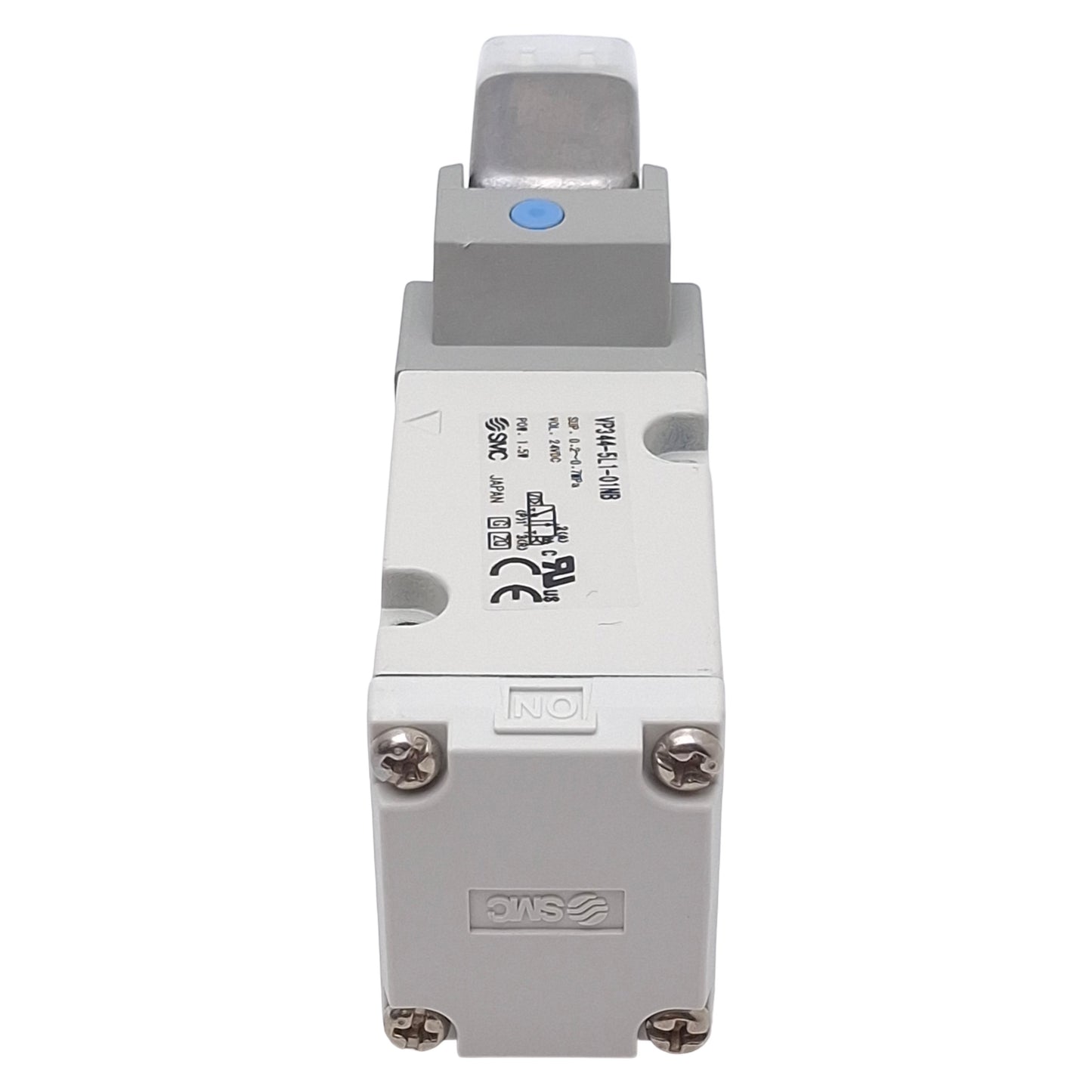 Used SMC VP344-5L1-01NB Solenoid Valve, 3-Way NO, 0.2-0.7MPa, Base-Mount, 24VDC Coil