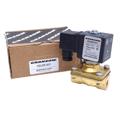 New Granzow H2U29-00Y Solenoid Valve 2-Way NC, 0-200psi, 1/4 NPT, 24VDC Coil