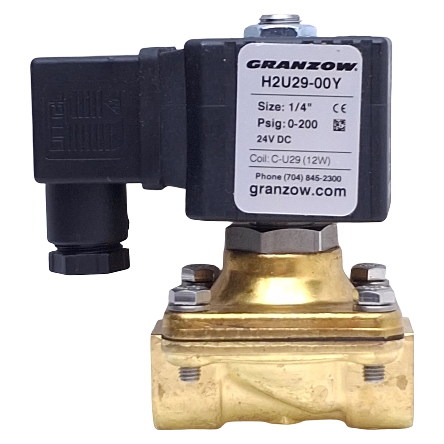 New Granzow H2U29-00Y Solenoid Valve 2-Way NC, 0-200psi, 1/4 NPT, 24VDC Coil