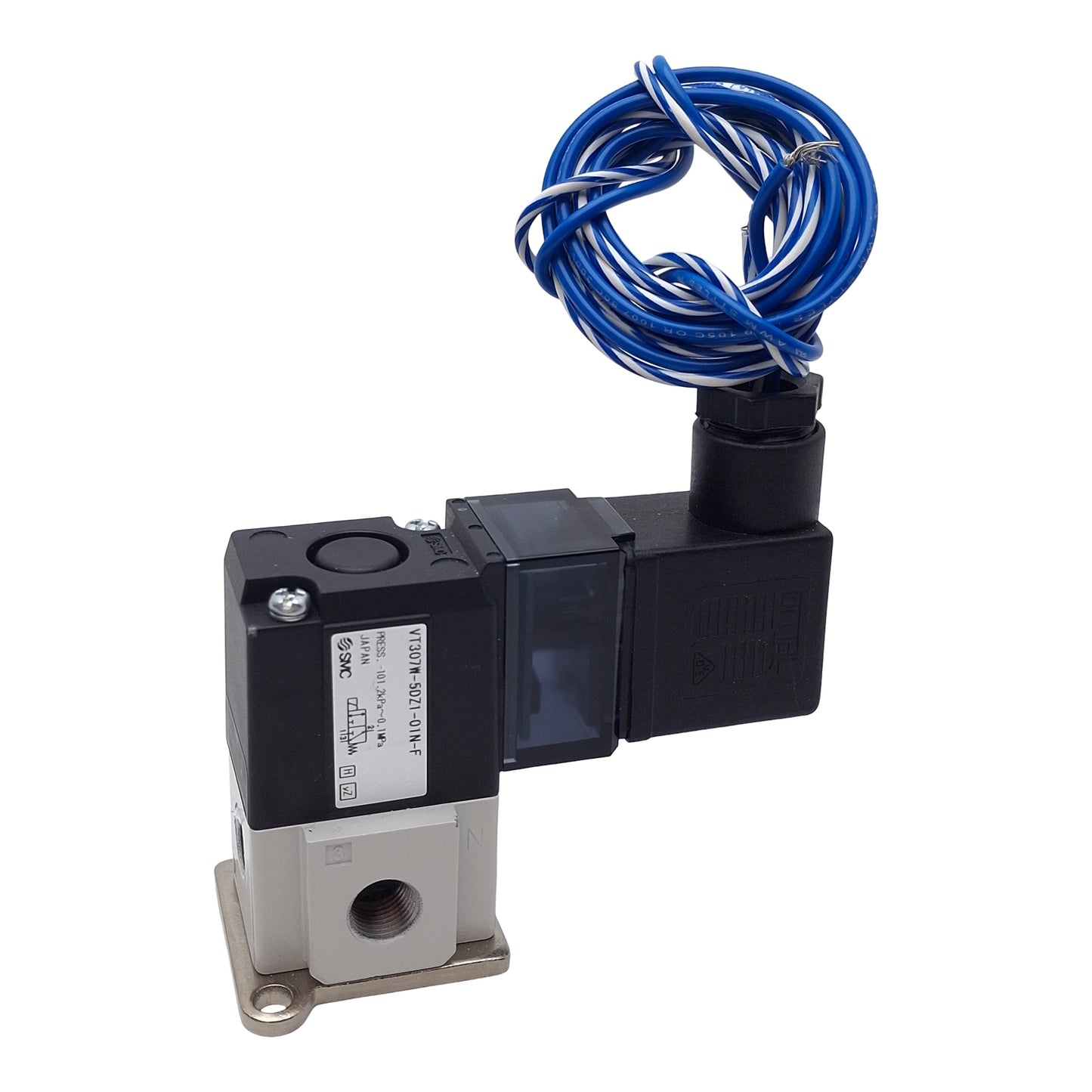 Used SMC VT307W-5DZ1-01N-F Solenoid Poppet Valve, 1/8in NPT, 0.1MPa, 24VDC Coil
