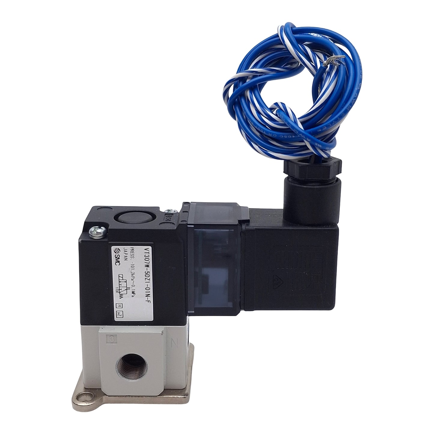 Used SMC VT307W-5DZ1-01N-F Solenoid Poppet Valve, 1/8in NPT, 0.1MPa, 24VDC Coil