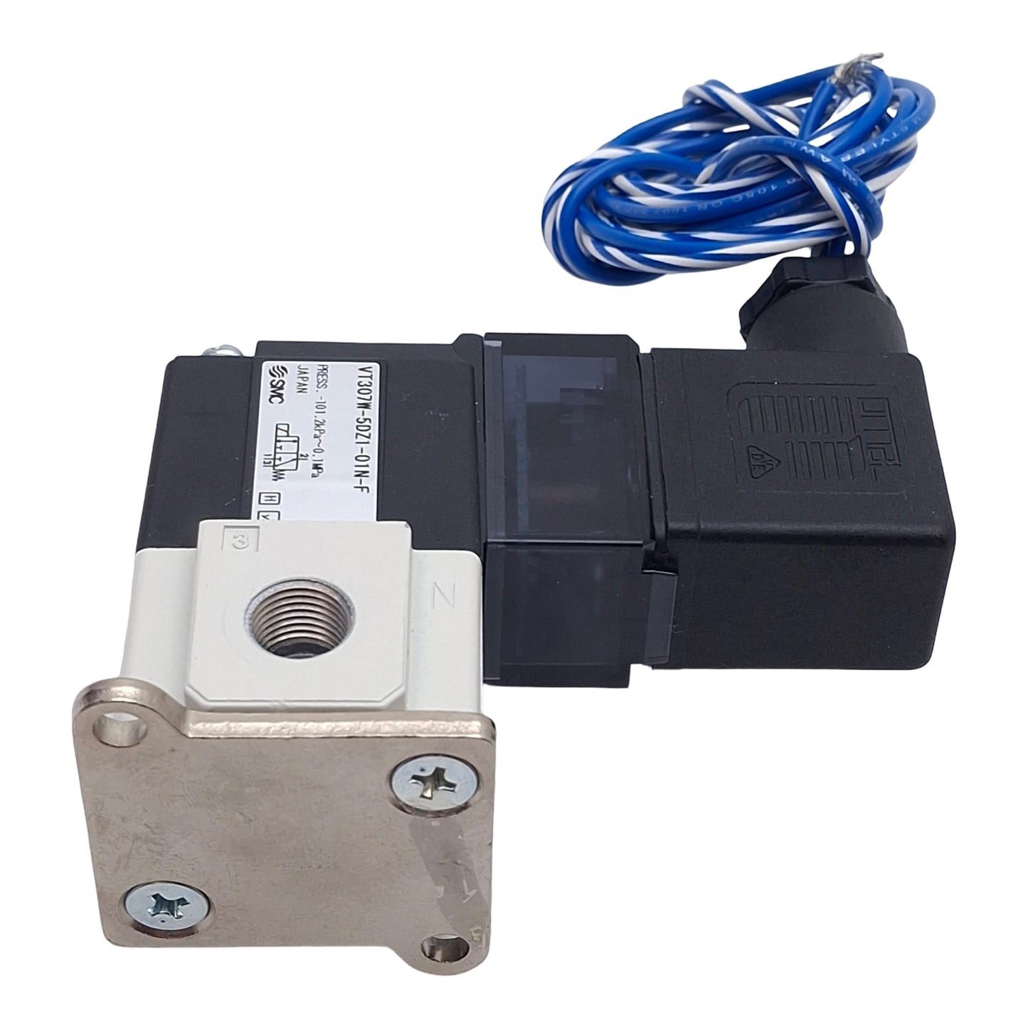 Used SMC VT307W-5DZ1-01N-F Solenoid Poppet Valve, 1/8in NPT, 0.1MPa, 24VDC Coil