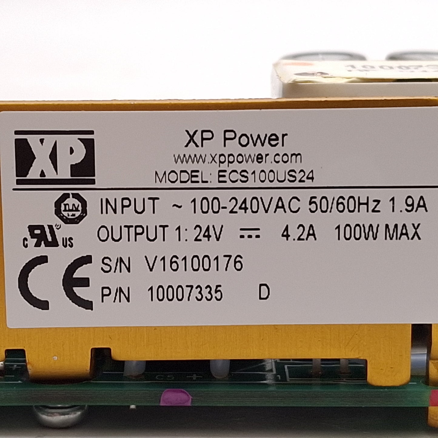 New XP Power ECS100US24 Power Supply, 100W 24VDC 4.2A Output, 100-240VAC 1.9A Input