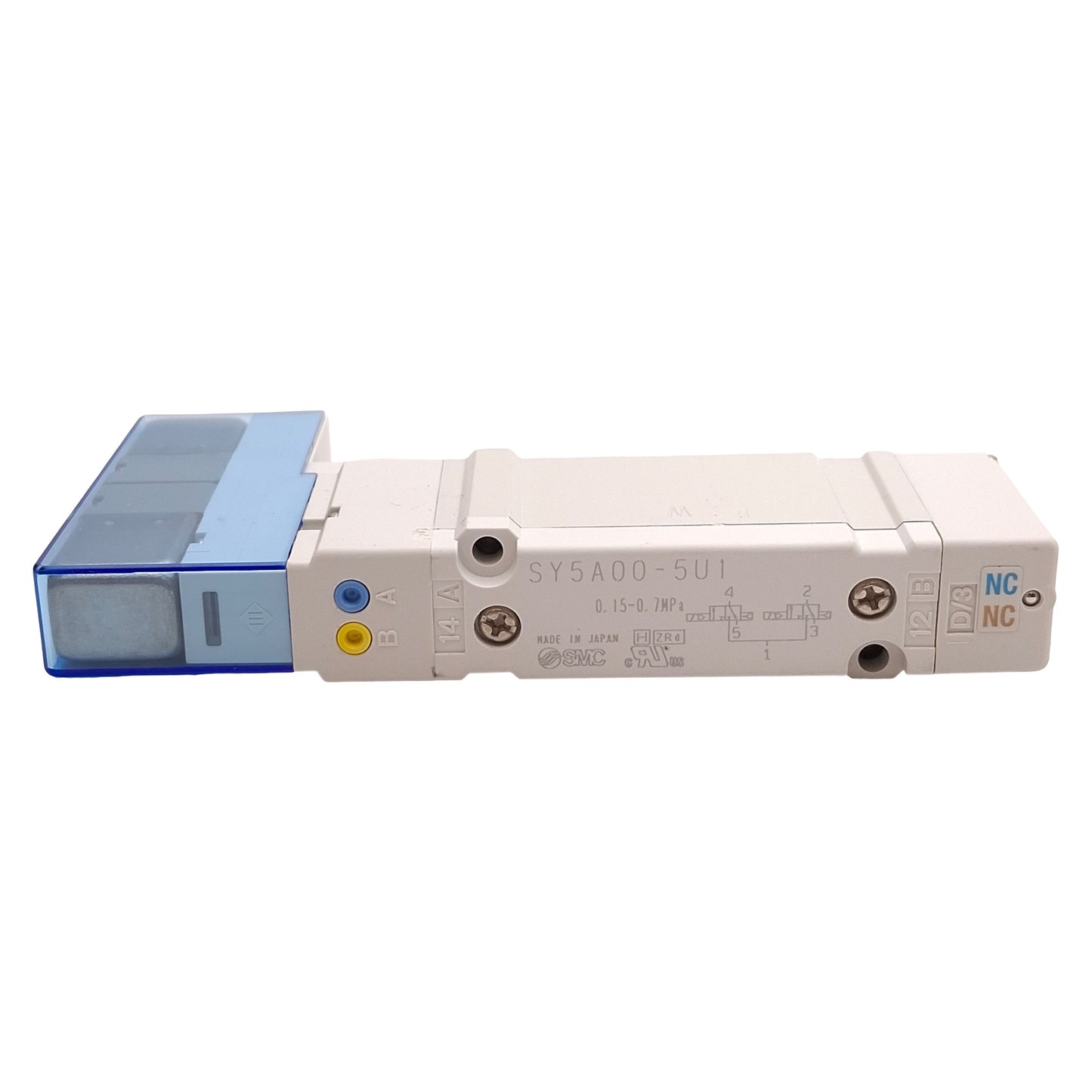 Used SMC SY5A00-5U1 Solenoid Valve, 4-Position Dual 3-Port, 0.15-0.7MPa, 24VDC Coil