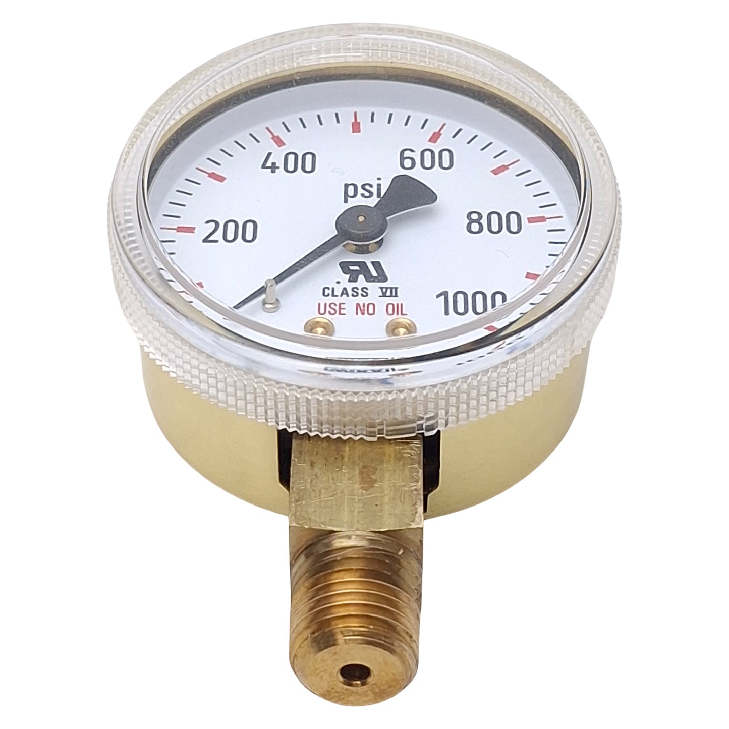 Used Wika 111.11.53 Compressed Gas Regulator Gauge, ø2in, 1/4in NPT, 0-1000psi Range