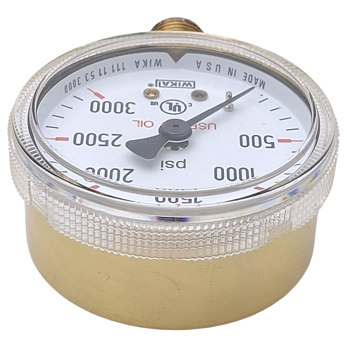 Used Wika 111.11.53.3000 Compressed Gas Regulator Gauge, ø2in, 1/4in NPT, 0-3000psi
