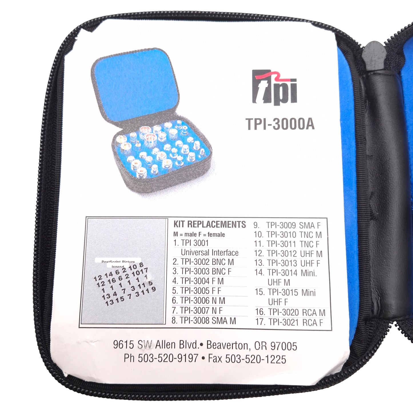 Used TPI TPI-3000A Universal Adapter Kit, BNC, F, N, SMA, TNC, UHF, Mini UHF, RCA