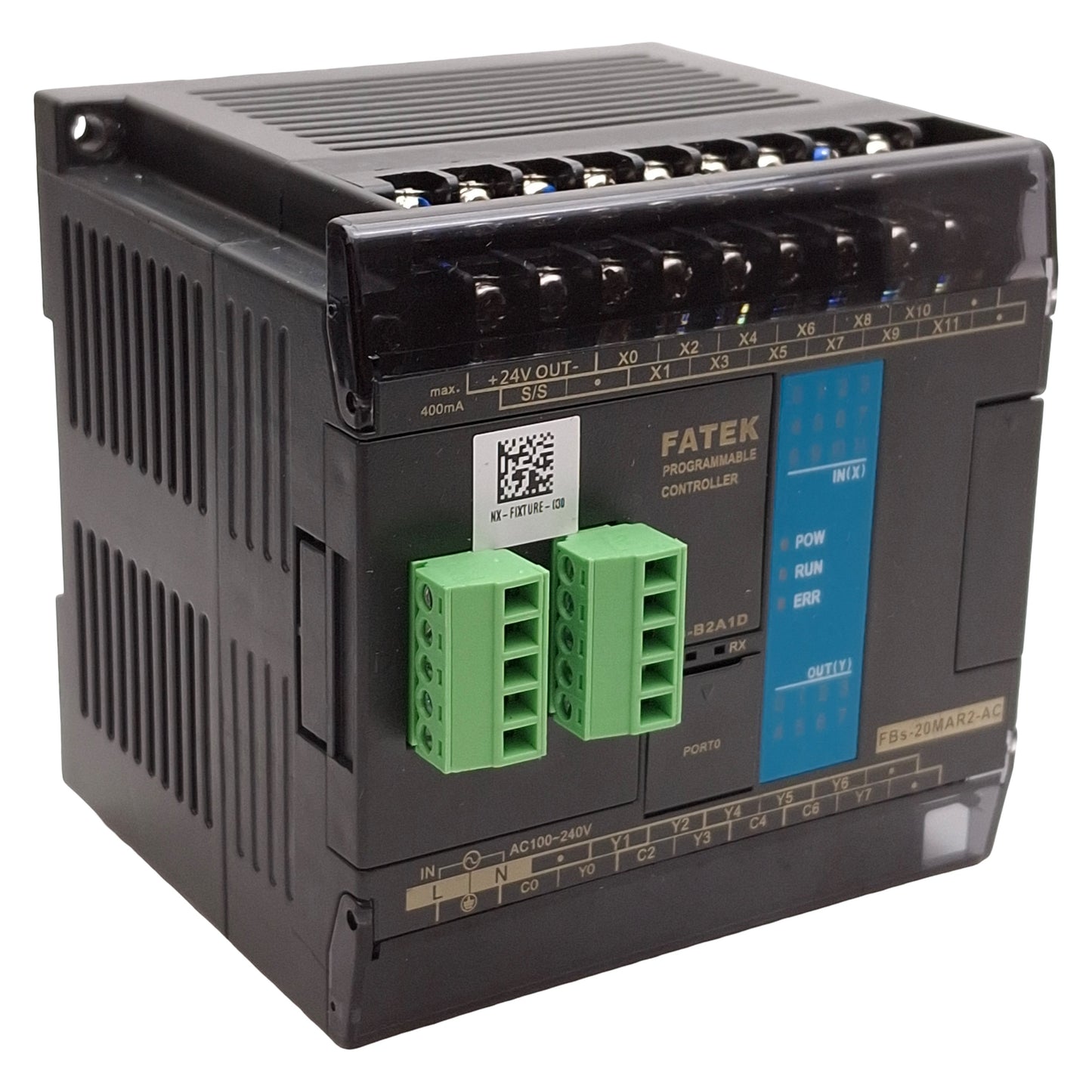 Used FATEK FBs-20MAR2-AC Programmable Controller, 12-Input, 8-Output, 100-240VAC