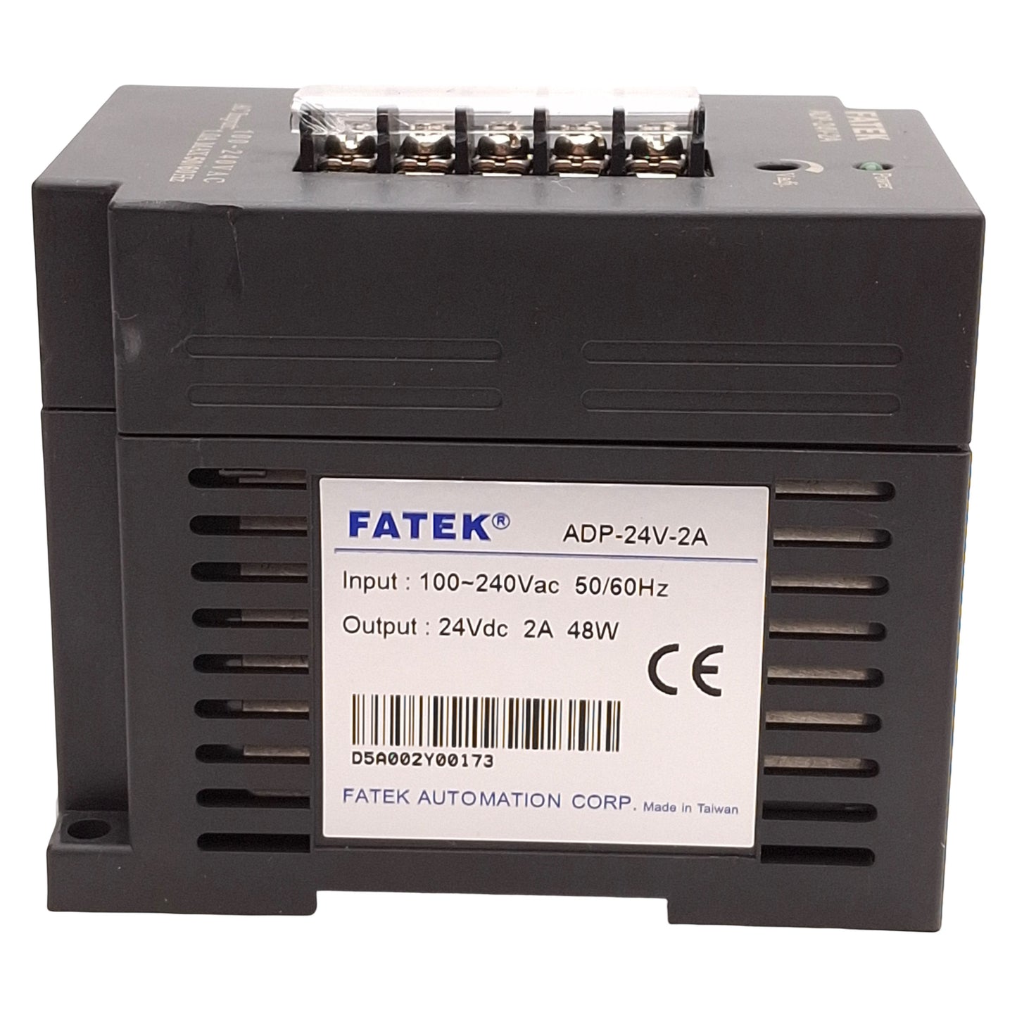 Used FATEK ADP-24V-2A PLC Power Supply, 48W, 24VDC 2A Output, 100-240VAC Input