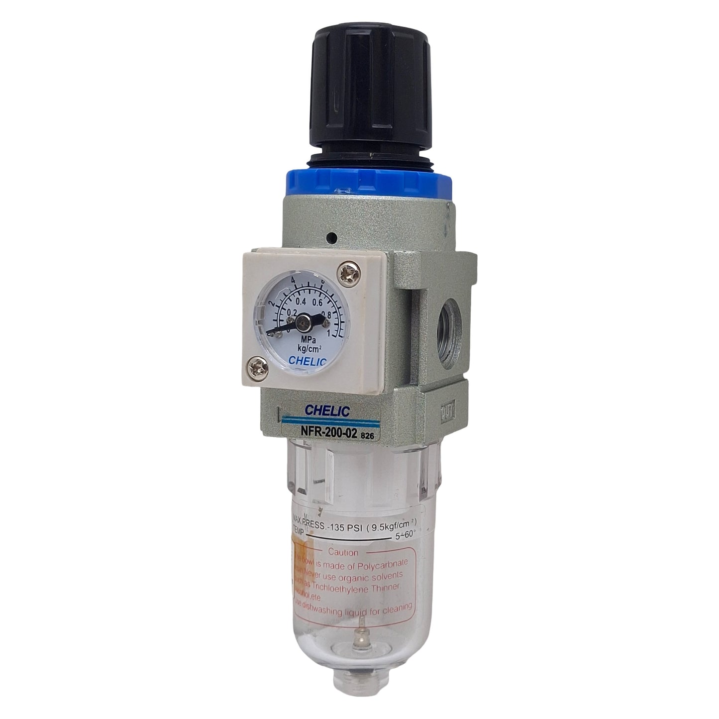 Used Chelic NFR-200-02 Filter Regulator, Rc1/4, 5µm, 50-850kPa, 950kPa Max, 15cc