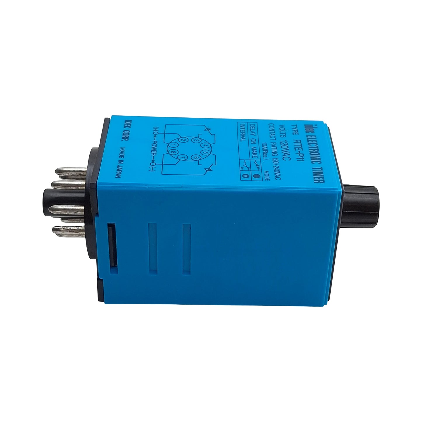 Used Idec RTE-P11-120VAC Time Delay Relay, 0.1s-10min Range, DPDT, 120VAC Coil