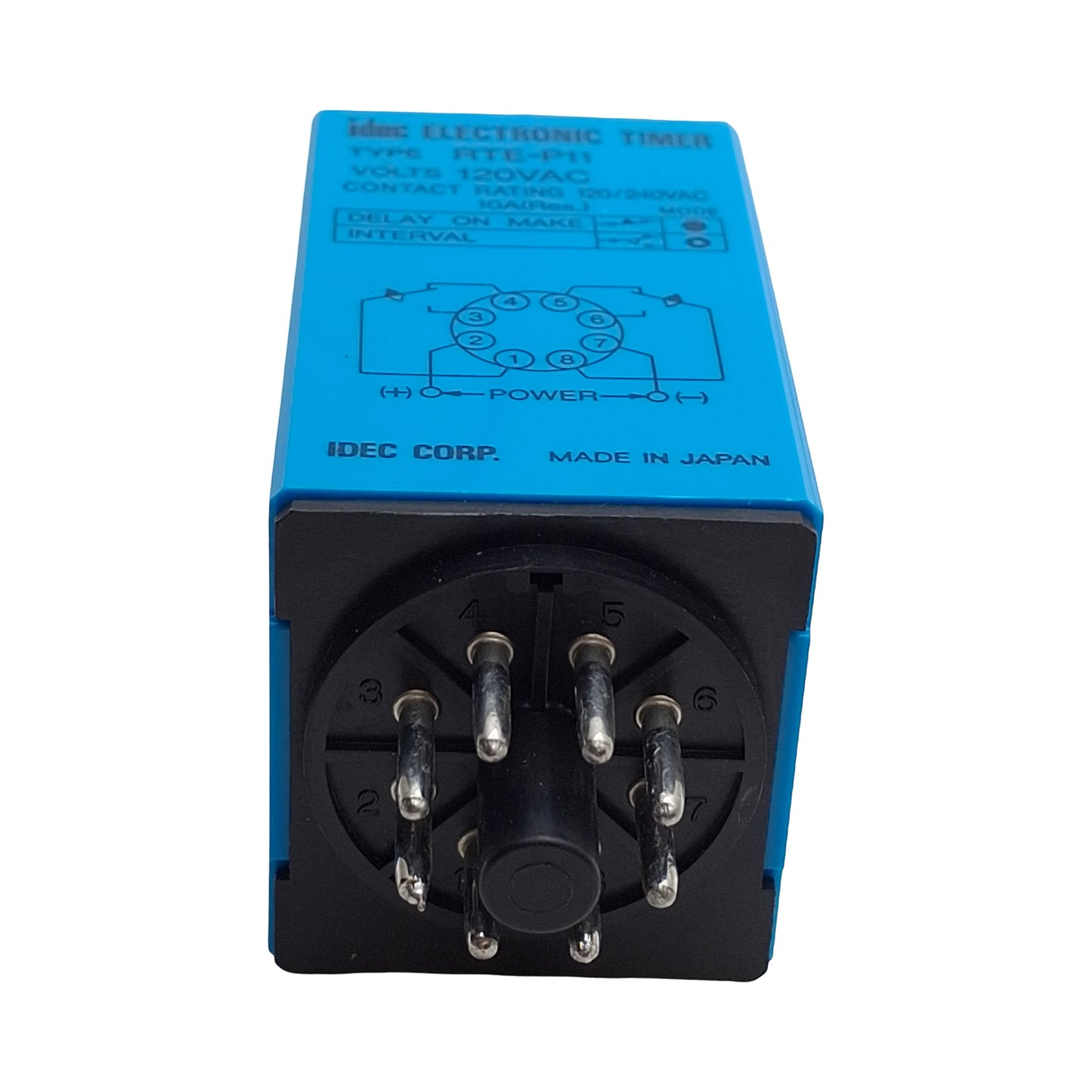Used Idec RTE-P11-120VAC Time Delay Relay, 0.1s-10min Range, DPDT, 120VAC Coil