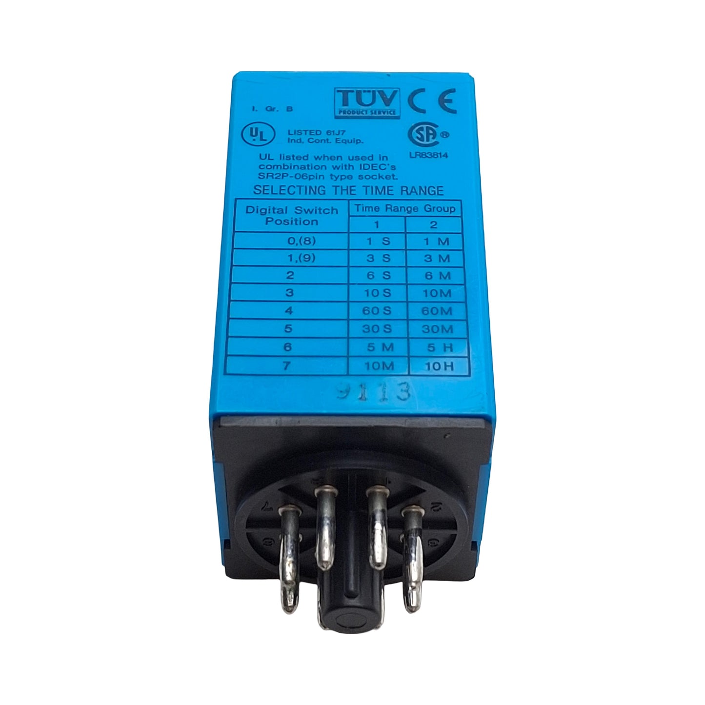 Used Idec RTE-P11-120VAC Time Delay Relay, 0.1s-10min Range, DPDT, 120VAC Coil
