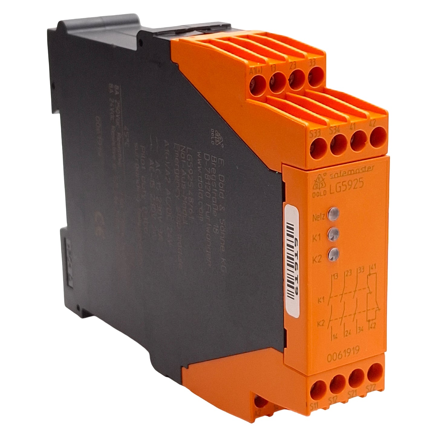 Used Dold LG5925.48/61 Emergency Stop Module, 3NO+1NC, 24VAC/DC, 22.5mm, DIN Rail