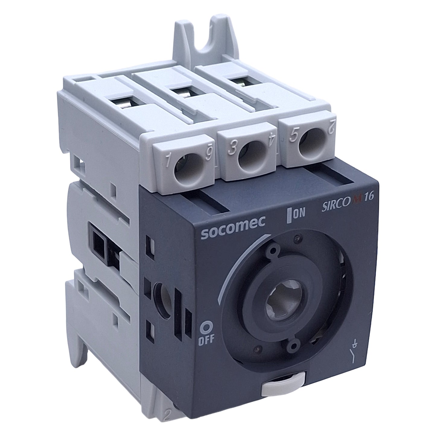 New – Open box Socomec 22003000 Sirco M16 Disconnect Switch 3-Pole, 600VAC 30A, DIN Rail