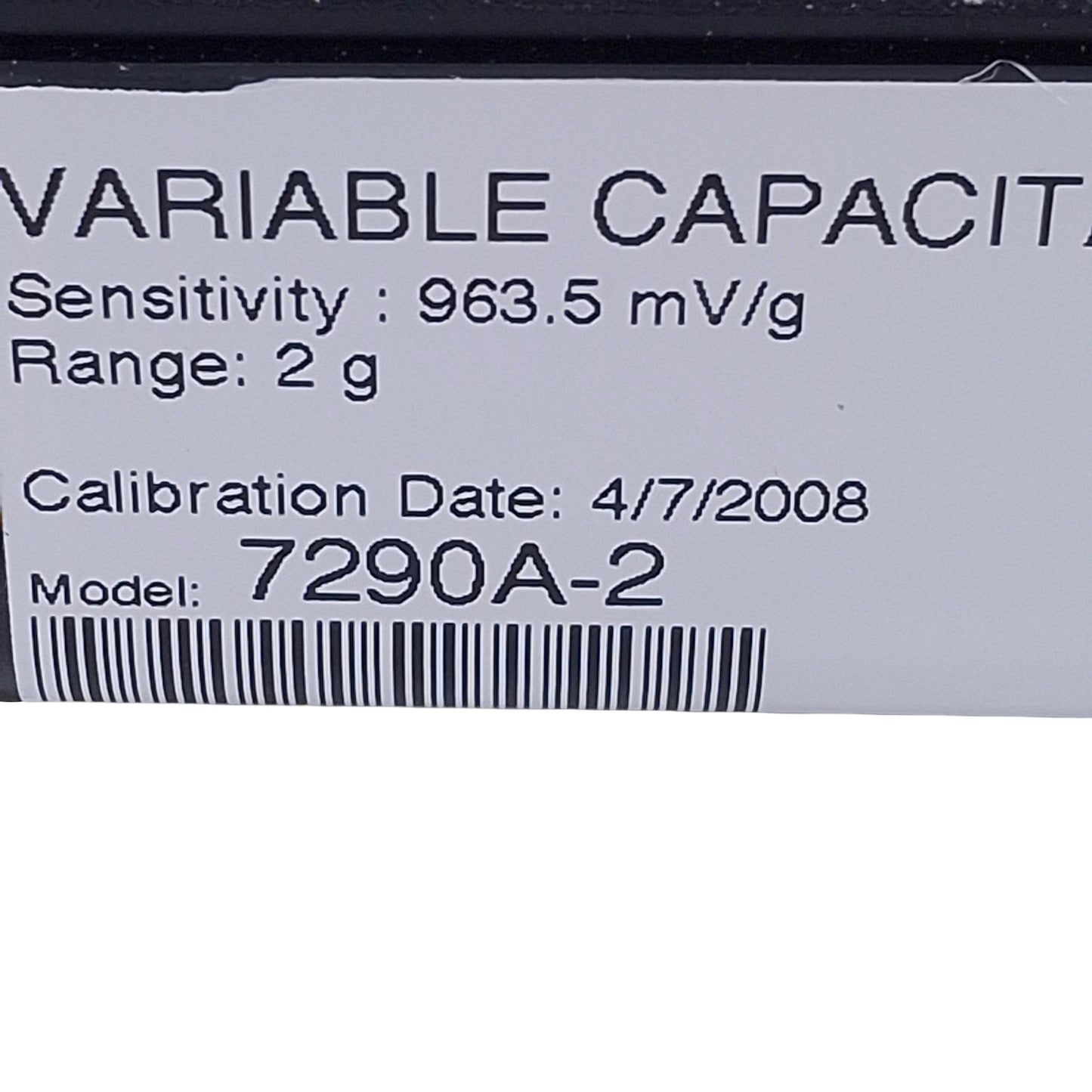 New – Open box Endevco 7290A-2 Variable Capacitance Accelerometer 2g Range, 30in Length