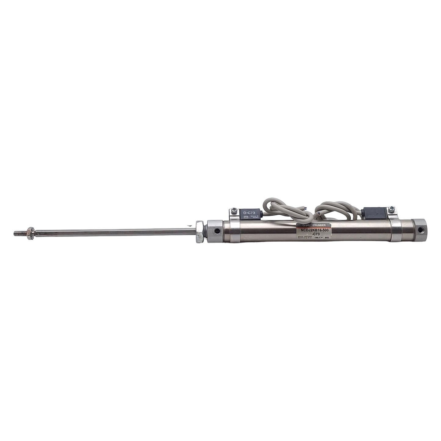 Used SMC NCDJ2KB16-500-C73 Pneumatic Cylinder, ø5/8in Bore, 5in Stroke, M5, 100psi