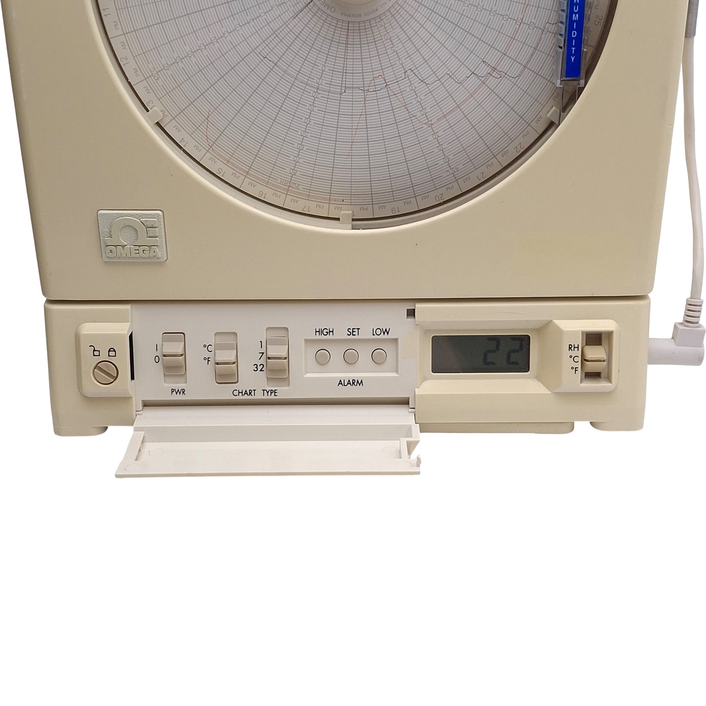 Used Omega CT485B Temperature/Humidity Recorder ºC/ºF 8" Chart 1/7/32-Day 9VDC 1A