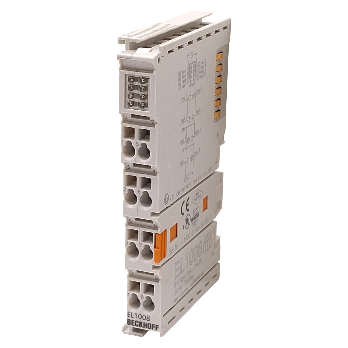 Used Beckhoff EL1008 EtherCAT Terminal, 8-Channel Digital Input, 3ms, 24VDC, DIN Rail