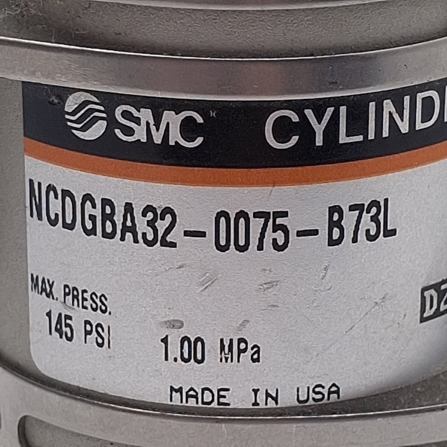 Used SMC NCDGBA32-0075-B73L Pneumatic Cylinder, ø1-1/4in Bore, 0.75in Stroke, Rc1/8