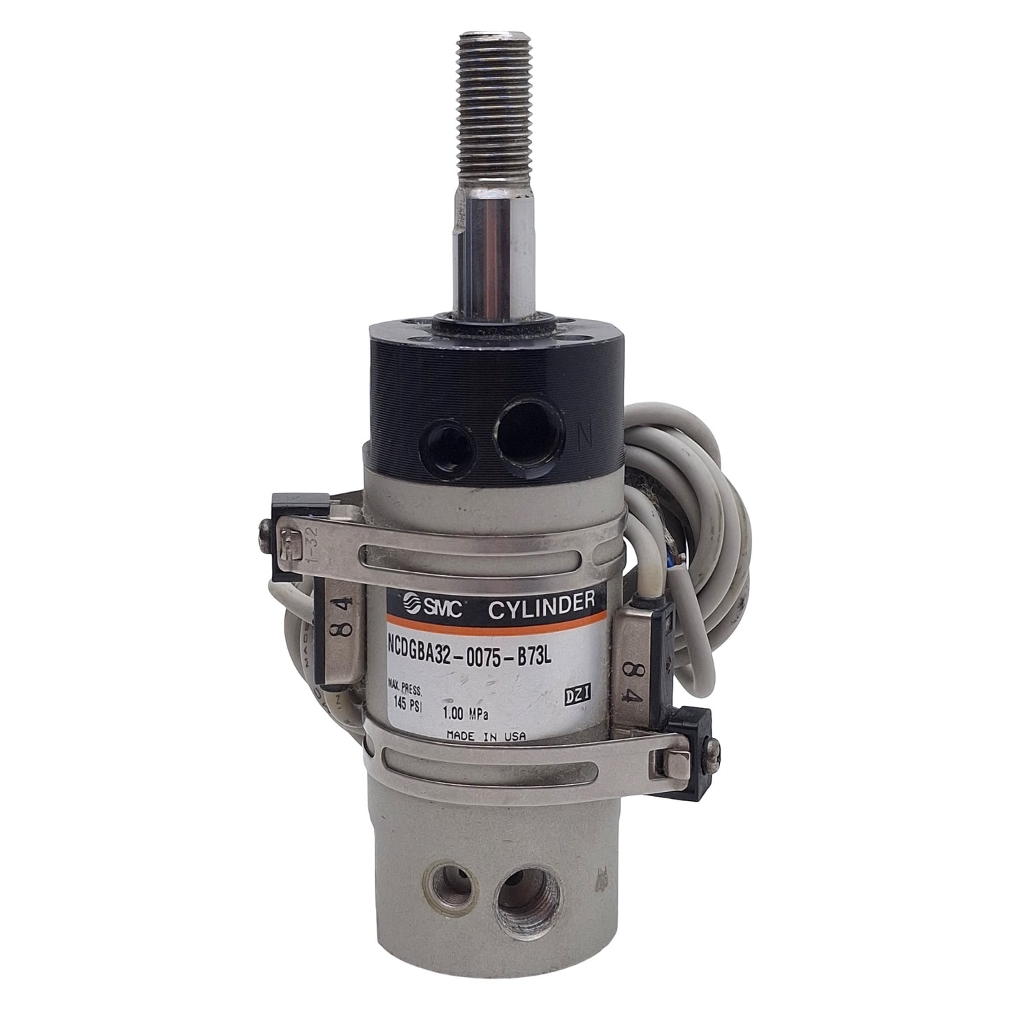 Used SMC NCDGBA32-0075-B73L Pneumatic Cylinder, ø1-1/4in Bore, 0.75in Stroke, Rc1/8