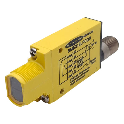 Used Banner SME312LPCQD Photoelectric Sensor, NPN/PNP, 1m Range, 10-30VDC, 5-Pin M12