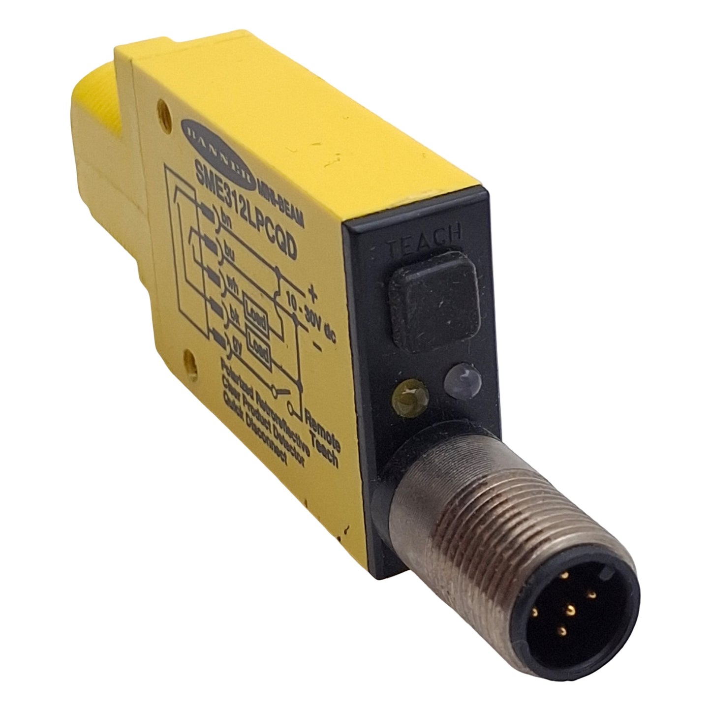Used Banner SME312LPCQD Photoelectric Sensor, NPN/PNP, 1m Range, 10-30VDC, 5-Pin M12