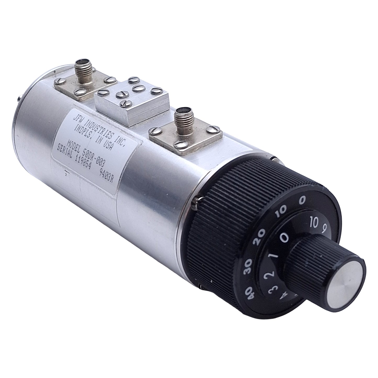 Used JFW Industries 50DR-003 Dual Rotary Attenuator 0-50dB Range, SMA Connectors